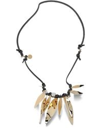 Marni - Leaf-Pendant Leather-Strap Necklace - Lyst