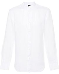 BOGGI - Band-collar Linen Shirt - Lyst