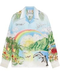 CASABLANCA - Aloha Long Sleeve Silk Shirt - Lyst