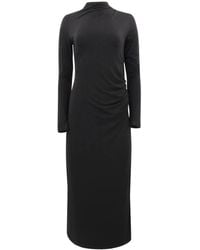 Vince - Ruched-Detail Flared Midi Dress - Lyst