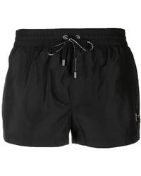 Dolce & Gabbana - Logo Plaque Stretch Swim Shorts - Lyst