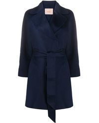 Twin Set Mantel Met Ceintuur - Blauw