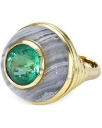 Retrouvai - Petite Lollipop Emerald And Agate Ring - Lyst