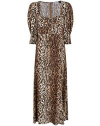 RIXO London - Midi-jurk Met Luipaardprint - Lyst