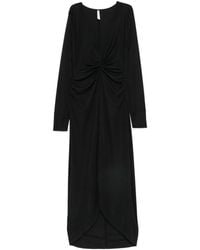 Imperial - Twist-Detail V-Neck Midi Dress - Lyst