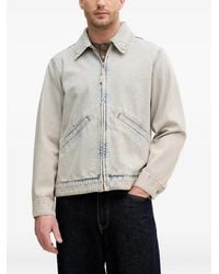 Sisley - Acid-Wash Zip-Up Denim Jacket - Lyst