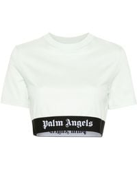 Palm Angels - T-shirt crop à bande logo - Lyst
