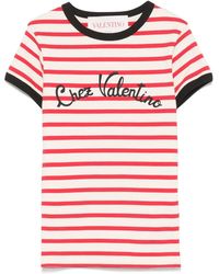 Valentino Garavani - Striped Jersey Cotton T-Shirt - Lyst