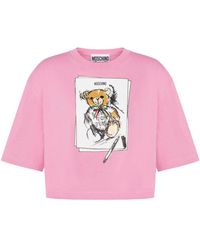 Moschino - Cropped T-shirt With Teddy Bear Print - Lyst