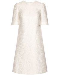 Dolce & Gabbana - Floral-Jacquard Midi Dress - Lyst