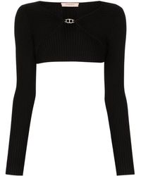 Twin Set - Logo-plaque Cropped Knitted Top - Lyst