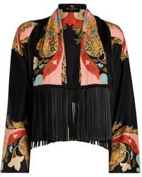 Etro - Silk Jacket With Fringing And Placed Print - Lyst