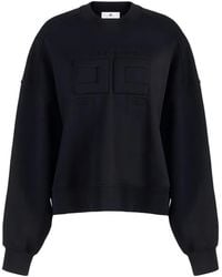 Elisabetta Franchi - Cotton Sweatshirt With Embossed Logo - Lyst