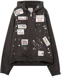 Maison Mihara Yasuhiro - Embellished Sticker Zip-Up Hoodie - Lyst