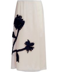 Marni - Floral-Appliqué Silk Midi Skirt - Lyst