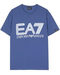 EA7 - Logo-print Stretch-cotton T-shirt - Lyst