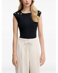 Guess - Geribbelde Top Verfraaid Met Knoop - Lyst