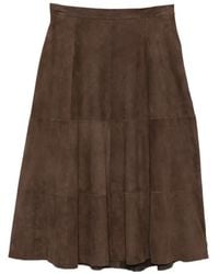 Antonelli - Panelled Suede Maxi Skirt - Lyst