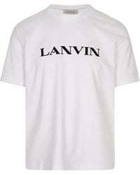Lanvin - Katoenen T-Shirt Met Geborduurd Logo - Lyst