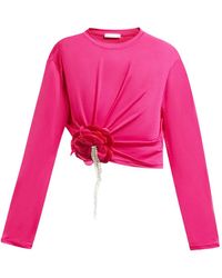 Area - Crystal-Flower Draped Top - Lyst