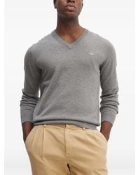 GANT - Trui Met Geborduurd Logo En V-Hals - Lyst