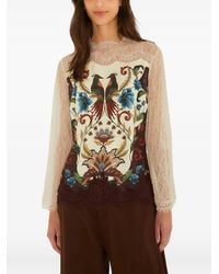 FARM Rio - Lace-Panelled Graphic-Print Top - Lyst