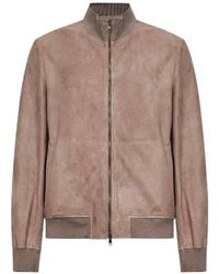 Salvatore Santoro - Ribbed-Knit-Collar Leather Jacket - Lyst