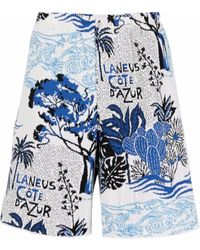 Laneus - Côte D'azur-motif Elasticated-waist Bermuda Shorts - Lyst