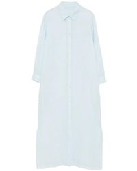 120% Lino - Robe Longue À Boutonnière - Lyst
