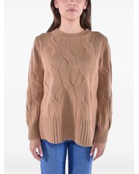 Kangra - Cable-Knit Side-Slit Sweater - Lyst