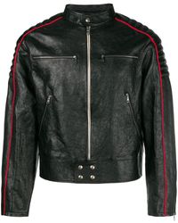 Gucci Lederjacke mit Logo - Schwarz