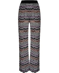 Missoni - Chevron-Pattern Knit Straight Trousers - Lyst