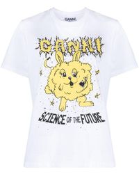 Ganni - Science Bunny Organic Cotton T-shirt - Lyst