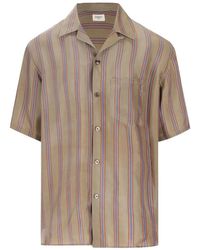 Saint Laurent - Striped-Pattern Chest-Pocket Shirt - Lyst