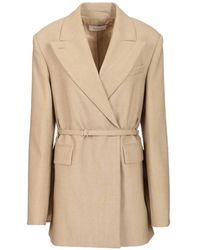 Sportmax - Belted Double-Breasted Blazer - Lyst