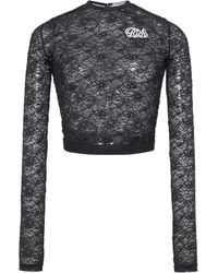 Alessandra Rich - Top corto con aplique del logo - Lyst