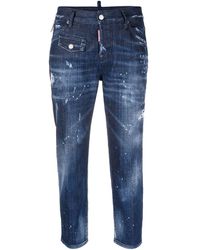 DSquared² Jean court à effet usé - Bleu
