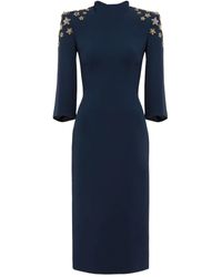 Jenny Packham - Stehkragen-Midikleid Mit Sterndetail - Lyst