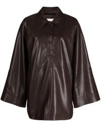 Nanushka - Clarice Faux Leather Polo Shirt - Lyst