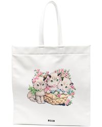 MSGM - Cats-printed Tote Bag - Lyst