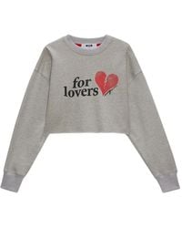 MSGM - Sweat Crop À Motif Cœur - Lyst