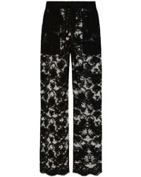 Dolce & Gabbana - Pantalones anchos con encaje floral - Lyst