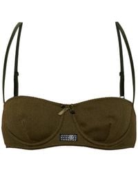 MM6 by Maison Margiela - Pointelle-Knit Logo-Patch Bra - Lyst