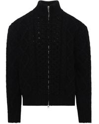 vowels - Cable-Knit Zip-Up Sweater - Lyst