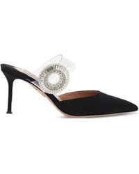 Aquazzura - 75Mm Crystal Hoop Pointed Toe Mules - Lyst