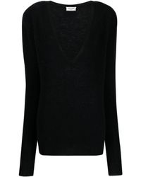 Saint Laurent - V-neck Fine-knit Jumper - Lyst