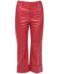 DSquared² - Cuffed-Hem Leather Trousers - Lyst