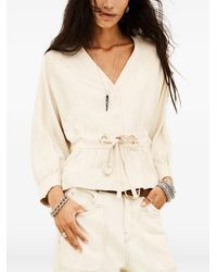 Ba&sh - Precila Bluse Mit Schößchen Und Bindeband - Lyst