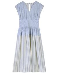 Paul Smith - Stripe-Pattern Gathered-Waist Midi Dress - Lyst
