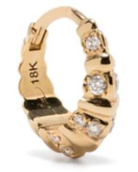 Lizzie Mandler - 18Kt Mini Crescent Diamond Single Earring - Lyst